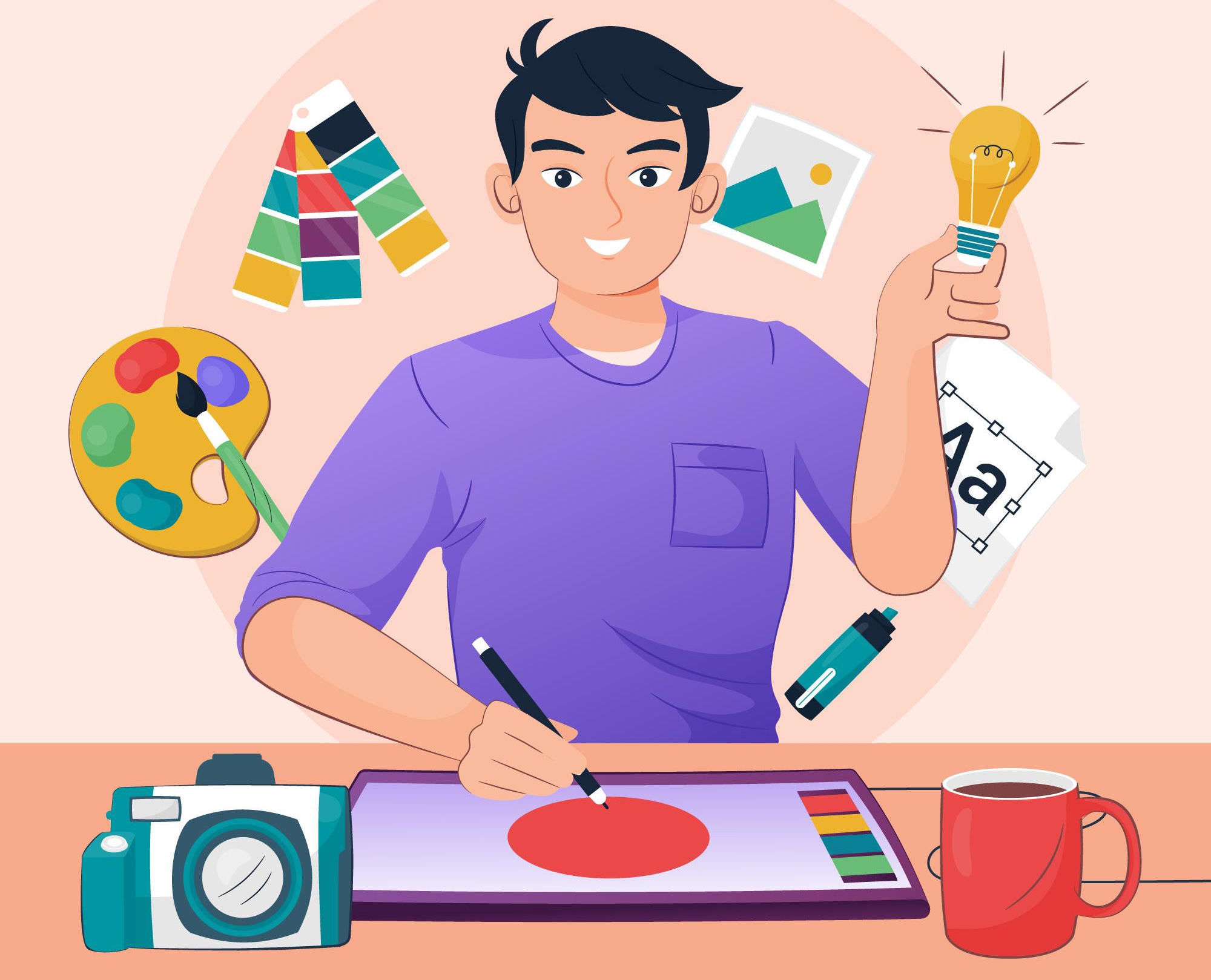 Ilustrasi orang desain Typography (freepik)