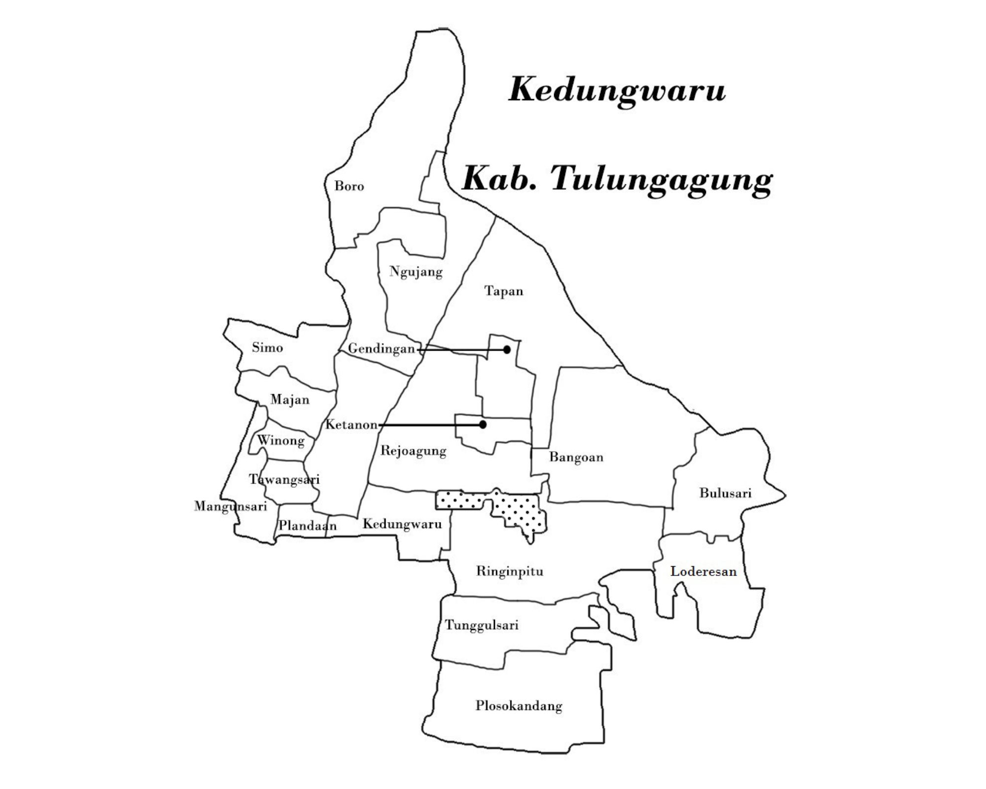 Peta Kecamatan Kedungwaru, Tulungagung.