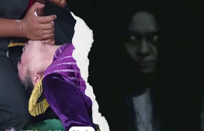 Contoh kesurupan pada perempuan. Foto kanan, ilustrasi sosok Kuntilanak yang selalu jadi kambing hitam pada kesurupan.
