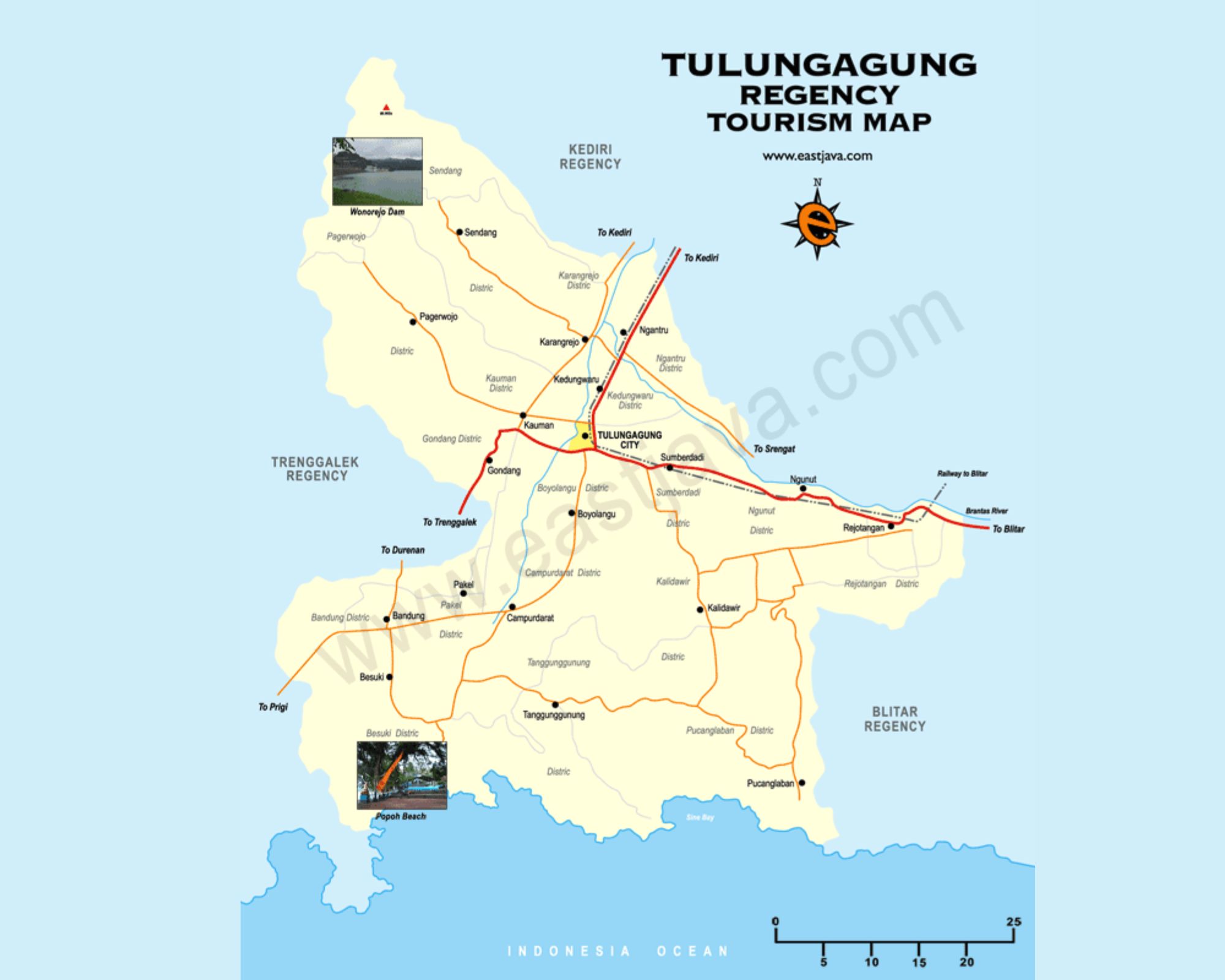 Peta wisata Kabupaten Tulungagung