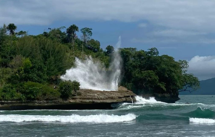 Pantai Coro di Tulungagung memiliki bentang alam berbentuk teluk yang dihiasi batu-batu karang, tempat hidup berbagai hewan laut.