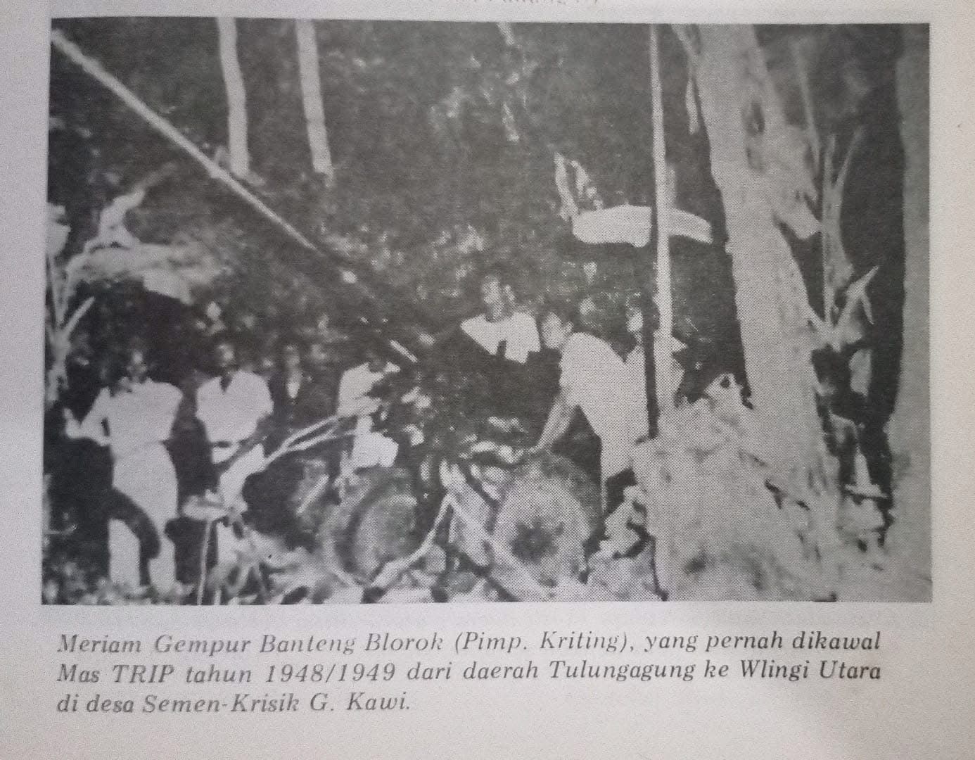 Repro foto meriam Banteng Blorok dari Buku Perjuangan Bersenjata Pelajar TRIP Jawa Timur.