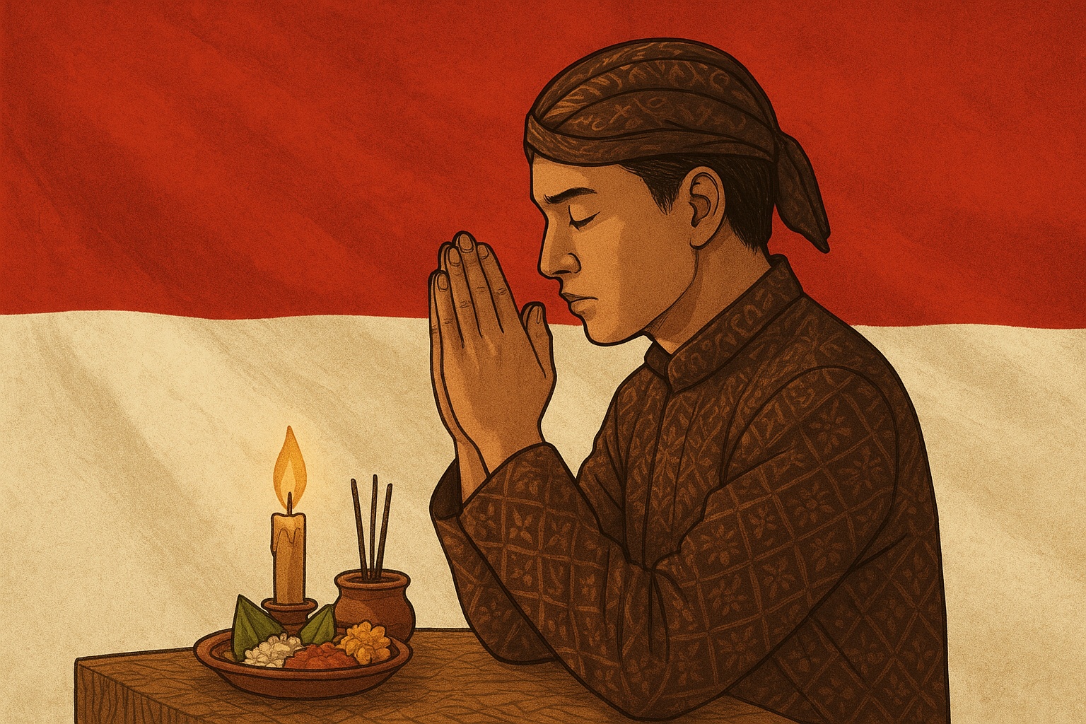 Doa keselamatan bagi bangsa dan negara selalu dipanjatkan pada malam tirakatan 17 Agustus.