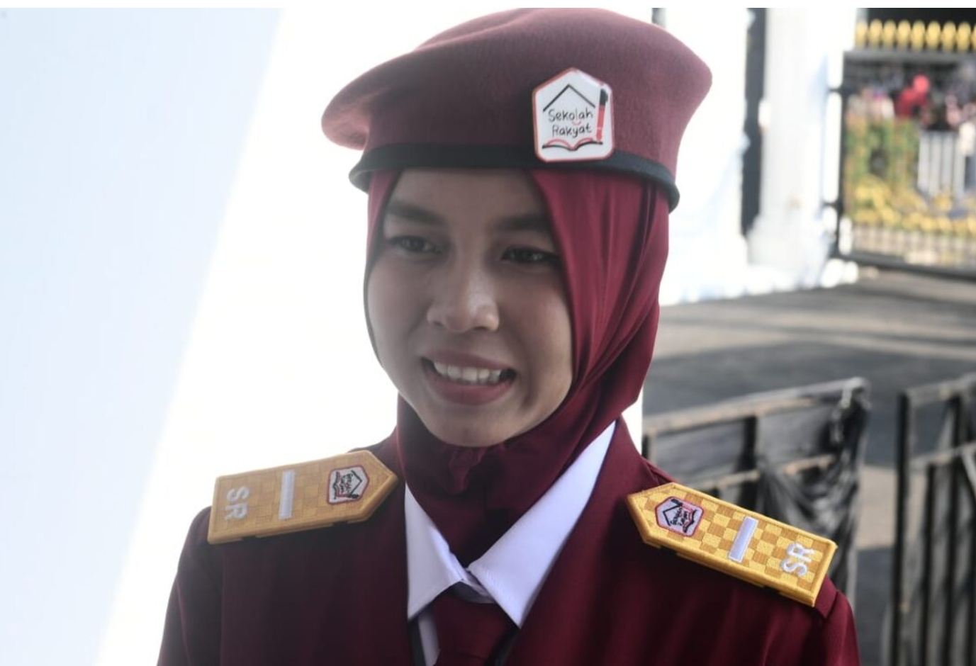 Laela Ali, salah satu siswa Sekolah Rakyat yang diundang di detik-detik proklamasi di Istana Merdeka. (BPMI SETPRES)