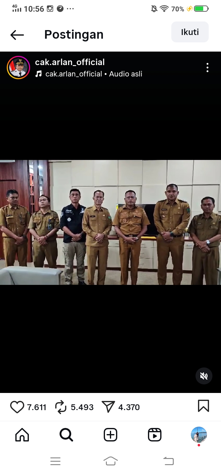 Wali Kota Prabumulih, H. Arlan, memberikan klarifikasi melalui video di Instagram resmi terkait isu pencopotan Kepala SMPN 1 Prabumulih yang viral. (screenshot @cak.arlan_official)