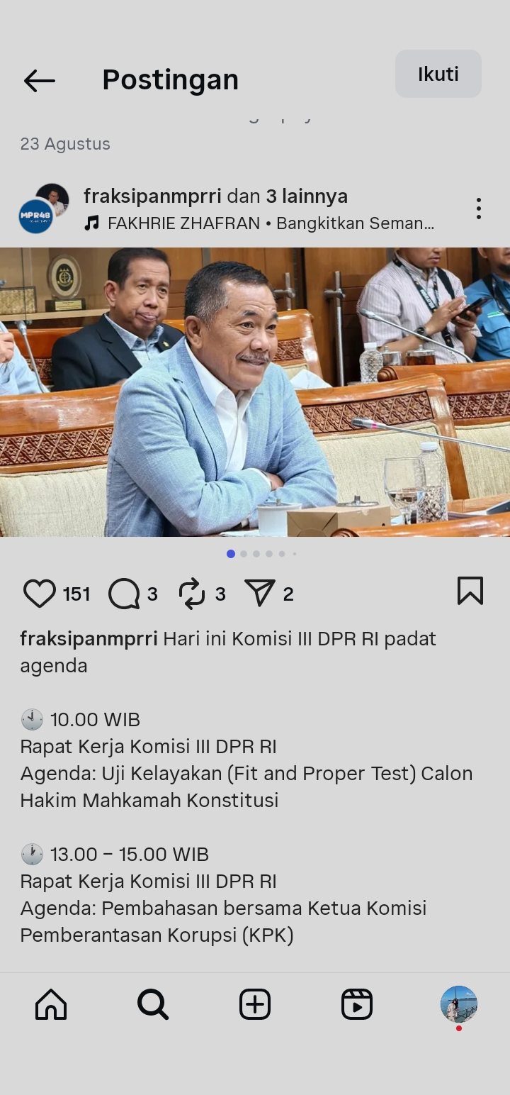 Sarifuddin Sudding. (Instagram: @fraksipanmprri)