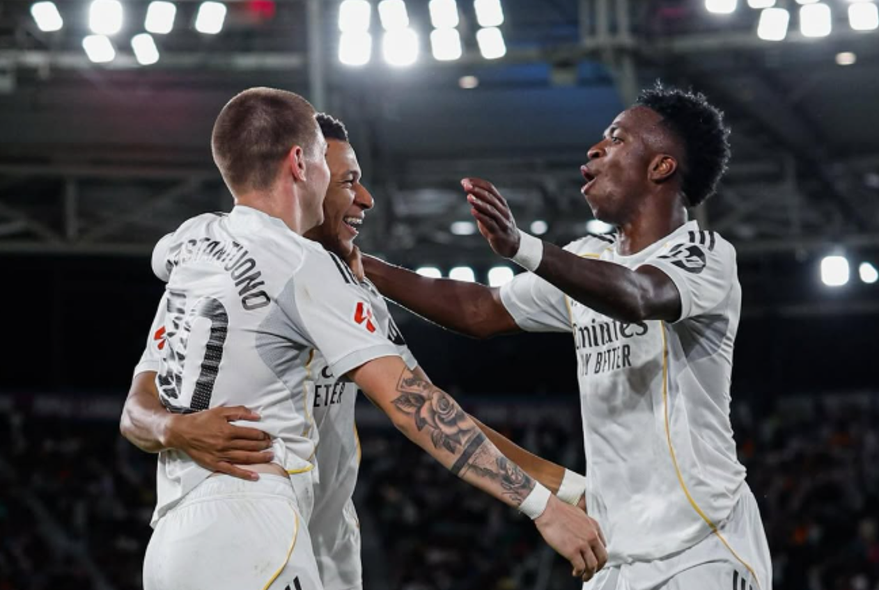 eal Madrid bantai Levante 4-1. Vini Jr., Mastantuono, & Mbappe (brace) cetak gol. Kokoh di puncak (instagram/real madrid)