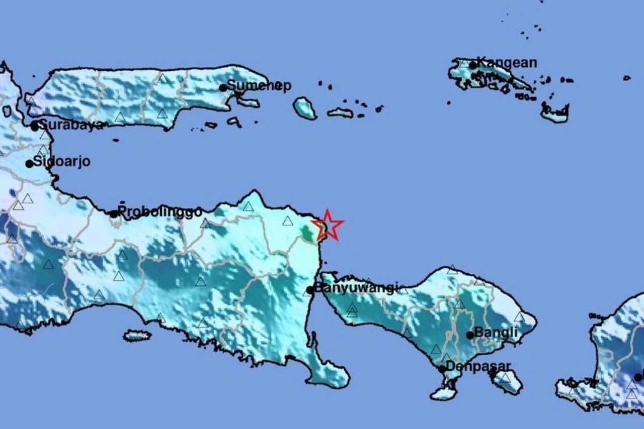 Gempa bumi mengguncang Banyuwangi pada hari ini sekitar pukul 16.04. (BMKG)
