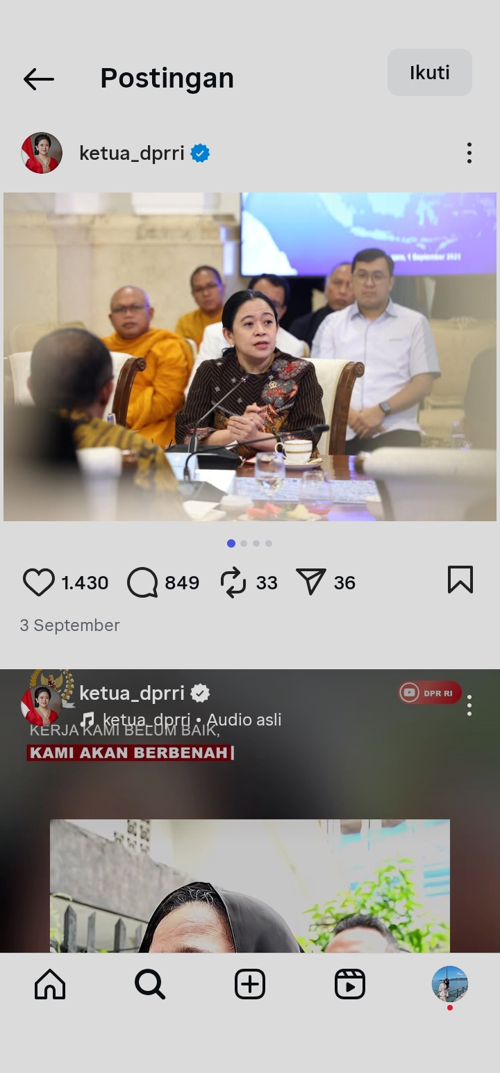Puan Maharani pilih redam isu dukungan Jokowi untuk Prabowo-Gibran dua periode, fokus pada gotong royong dan pembangunan bangsa. (Instagram: @ketua_dprri)