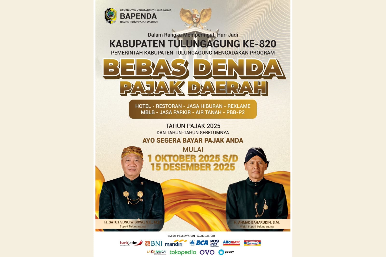 Bapenda memberikan pembebasan denda bagi wajib pajak yang belum melunasi pajak daearah.