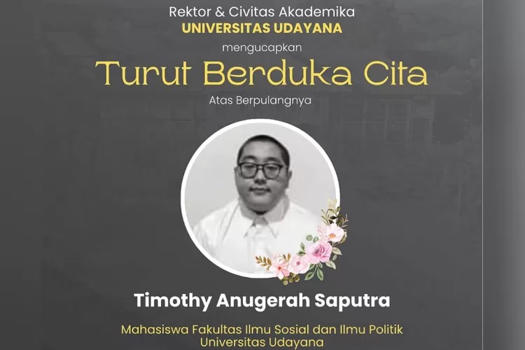 Mahasiswa Unud Bunuh Diri Setelah Diduga Alami Tekanan Mental. Kampus didesak menindak tegas pelaku perundungan pasca-kematian korban.