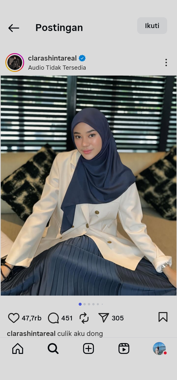 Clara Shinta curhat soal rumah tangganya yang retak dua bulan setelah menikah, ungkap kelelahan mental dan konflik tanpa akhir. (Instagram: @clarashintareal)