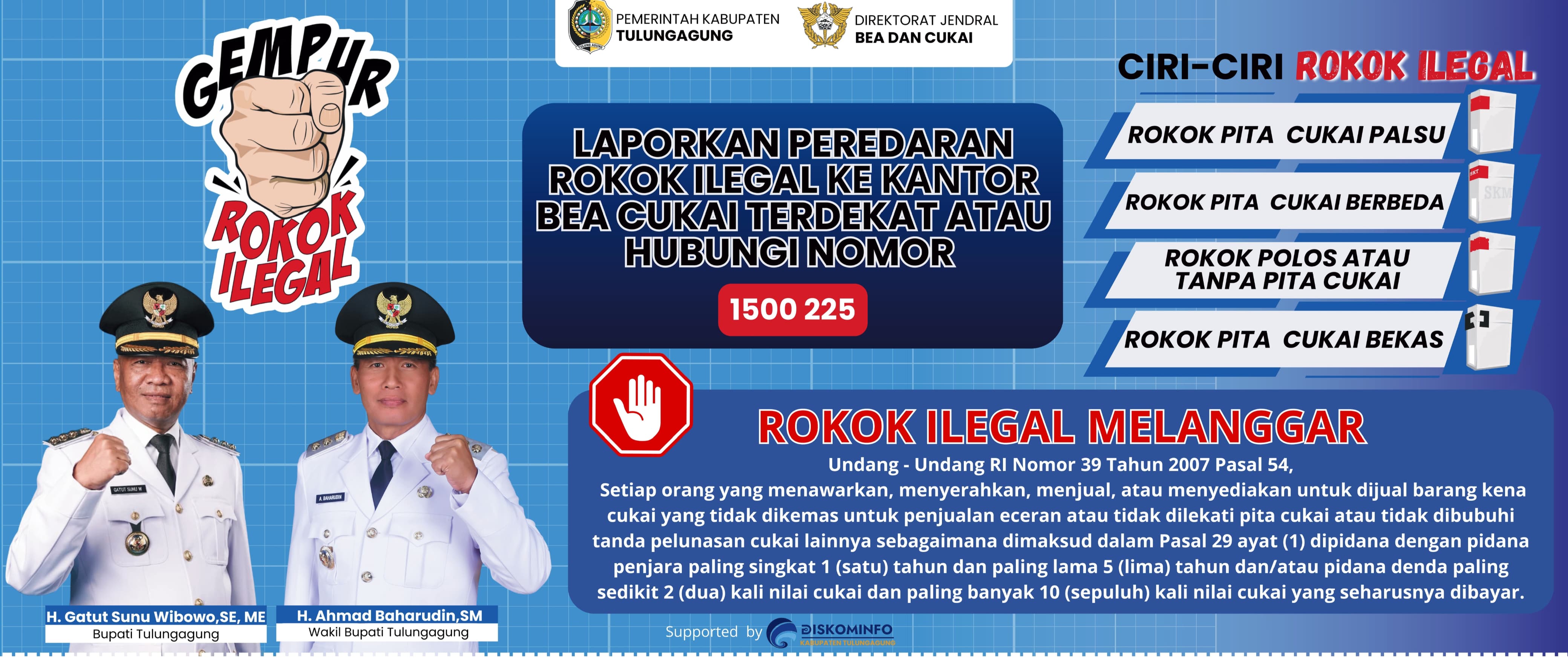 Pemkab Tulungagung ajak masyarakat untuk menghindari rokok ilegal. (DISKOMINFO TULUNGAGUNG)