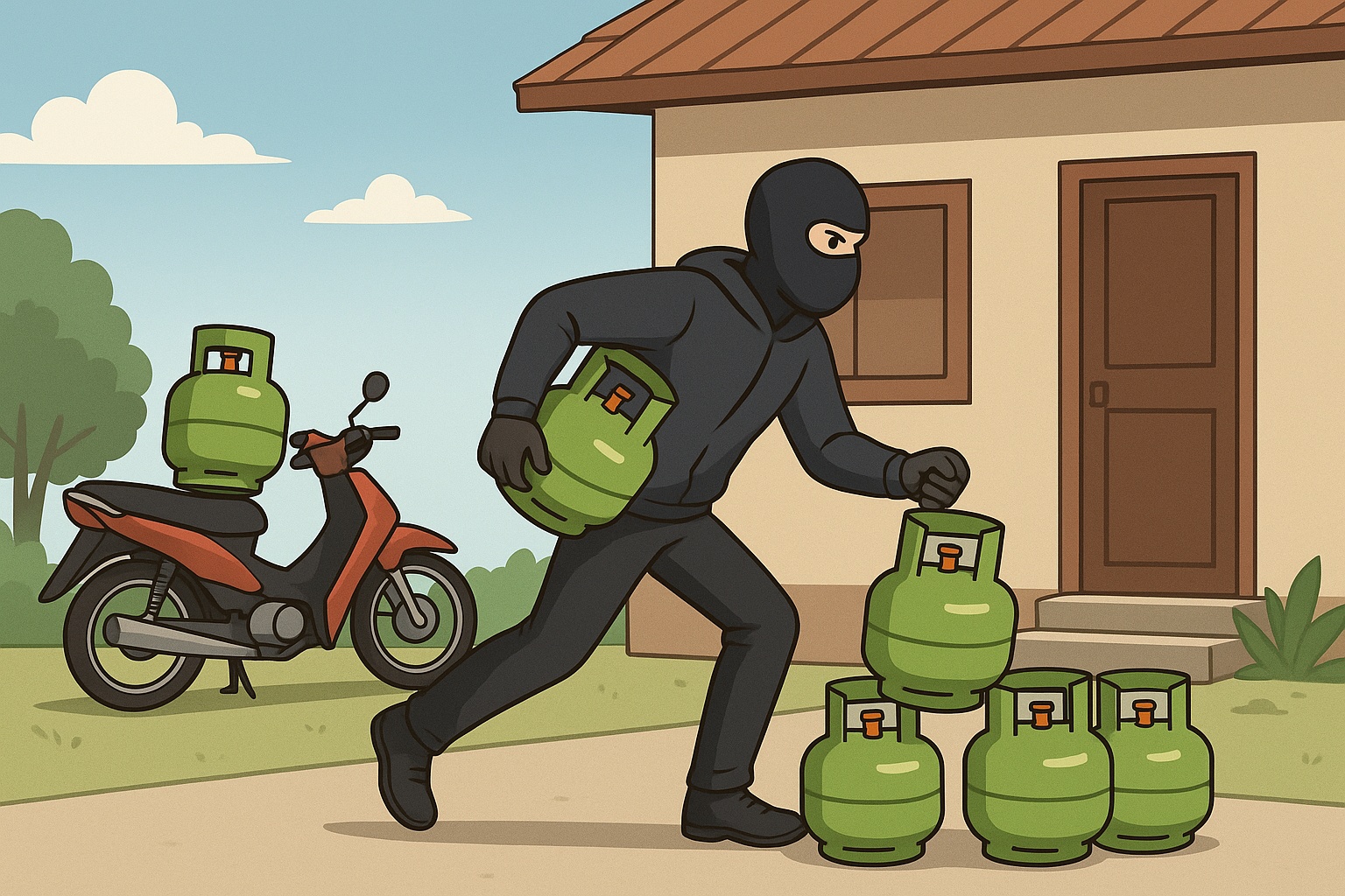Ilustrasi aksi pencurian tabung elpiji.
