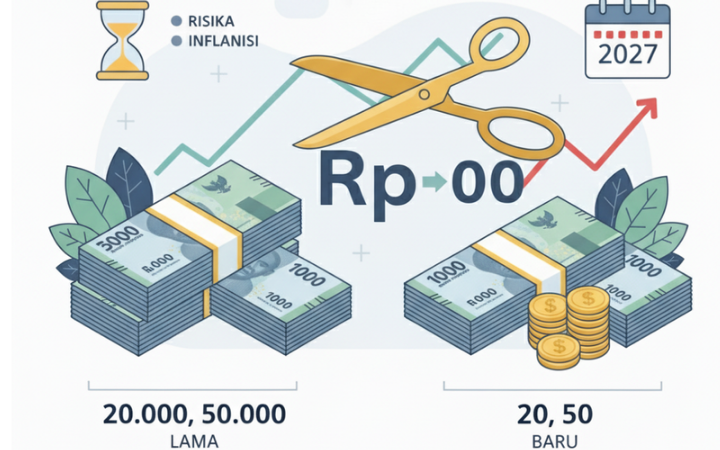 Redenominasi Rupiah 2027: Angka nol hilang, harga tetap! Pahami dampak & risikonya. Purbaya jelaskan tujuan & inflasi. (Ilustrasi)