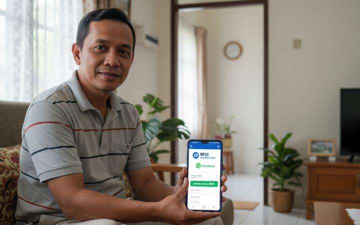 warga mengakses aplikasi JKN Mobile di rumah untuk mengaktifkan kembali BPJS Kesehatan tanpa harus datang ke kantor. (Ilustrasi)