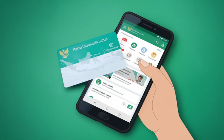 kartu BPJS Kesehatan dan ponsel sebagai simbol kemudahan aktivasi layanan secara online. (ilustrasi