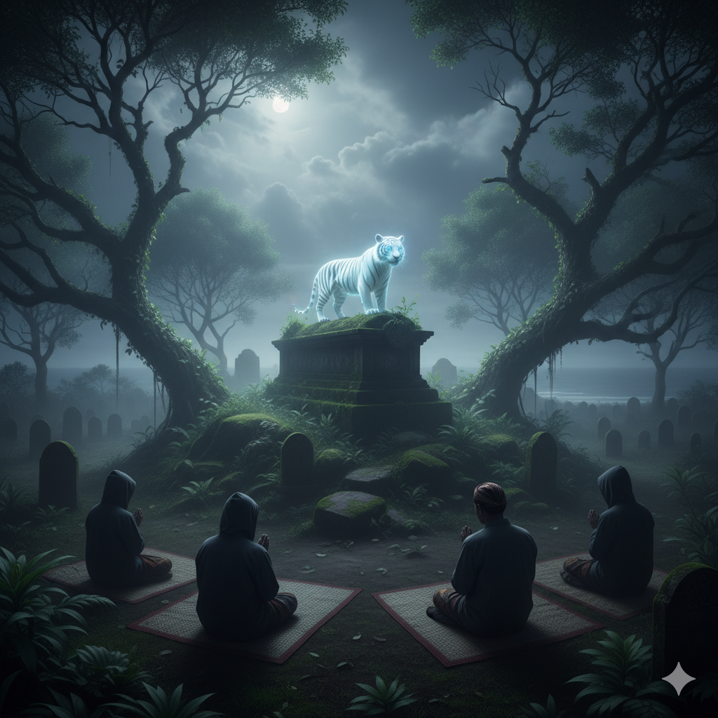Suasana tenang di kompleks Makam Eyang Surontani Tulungagung yang dipercaya dijaga sosok gaib berwujud Macan Putih. (ilustrasi)
