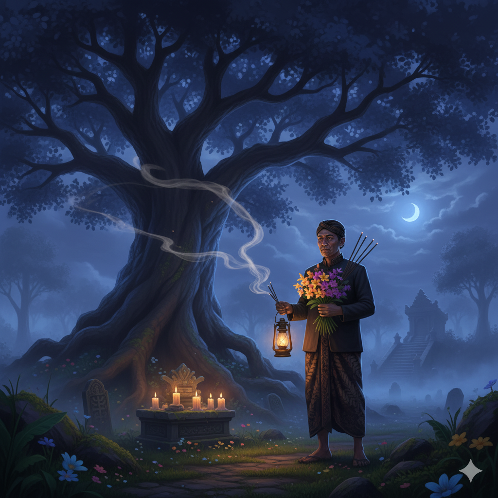 Makam keramat Nyi Roro Kembang Sore di Gunung Bolo Tulungagung dipercaya sebagai pusat pesugihan tanpa tumbal yang ramai dikunjungi warga.(Ilustrasi)