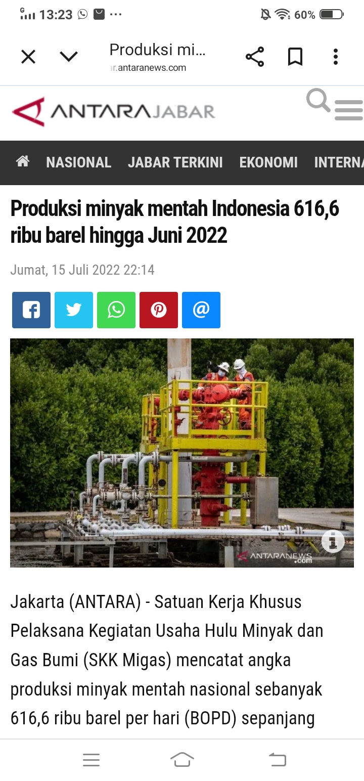 SKK Migas ungkap 10 produsen minyak terbesar Indonesia 2025, ExxonMobil pimpin daftar, disusul Pertamina Hulu Rokan dan Pertamina EP. (m.antaranews.com)