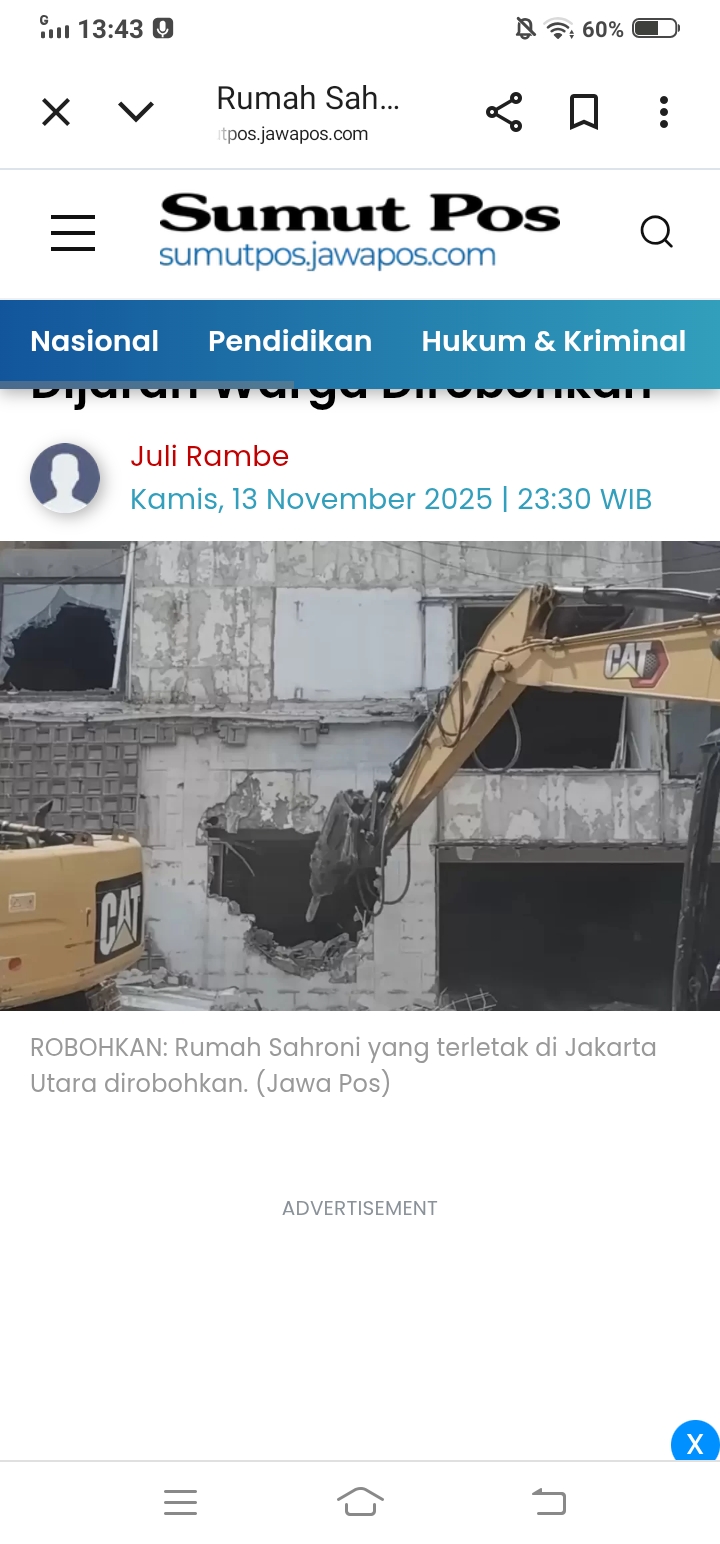 Rumah Ahmad Sahroni di Tanjung Priok diratakan pascapenjarahan. Ia pilih bangun ulang dan tetap tinggal di kawasan tersebut. (sumutpos.jawapos.com)
