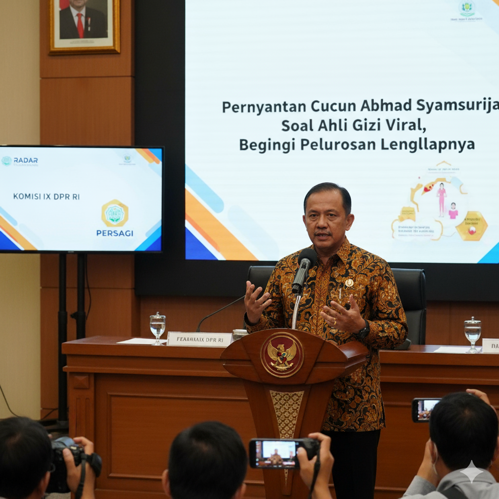 Cucun Ahmad Syamsurijal saat memberikan klarifikasi terkait pernyataannya soal ahli gizi yang sempat viral di media sosial. ( Ilustrasi )