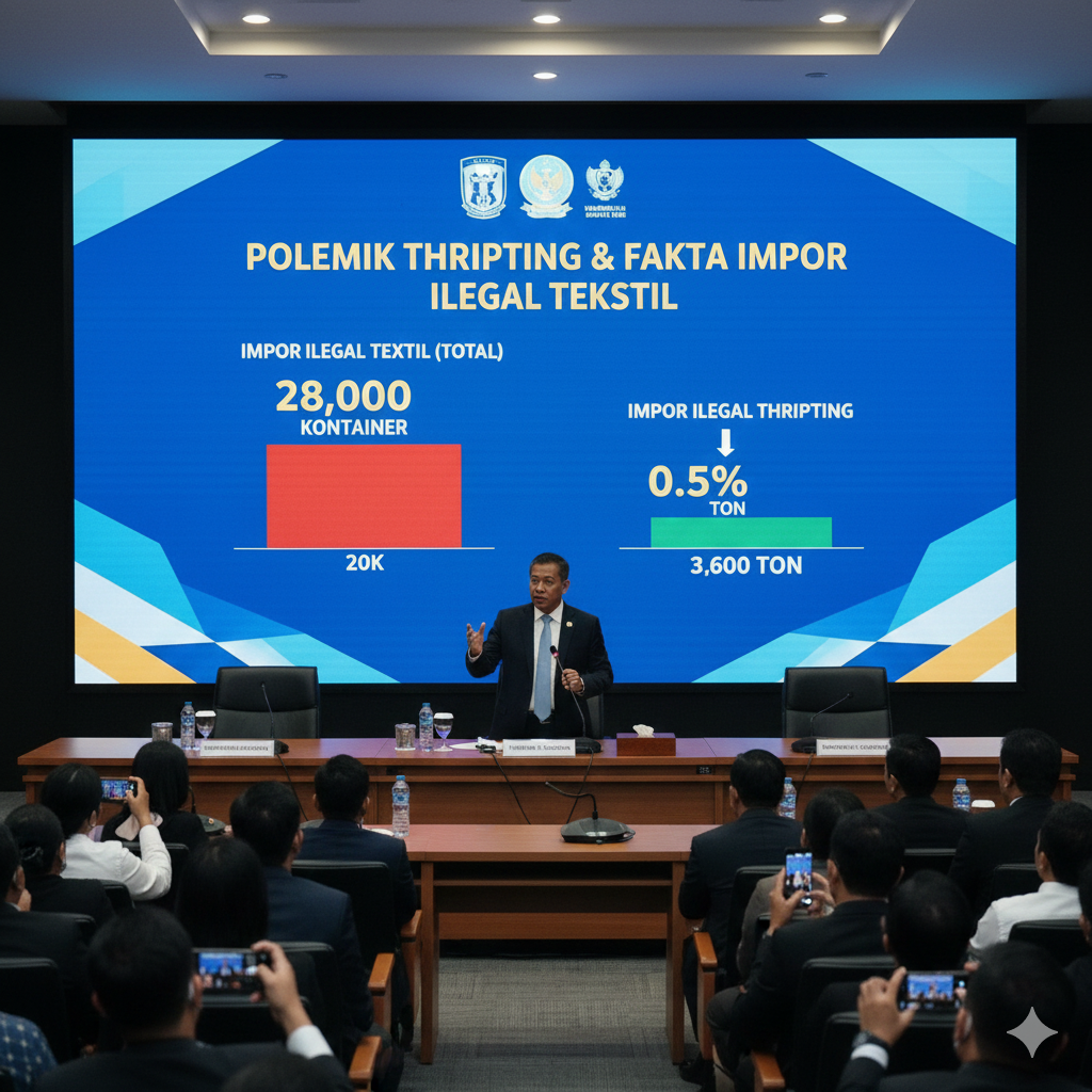 Menkeu Purbaya saat menjelaskan data impor thrifting dan dampaknya terhadap industri tekstil nasional dalam rapat bersama anggota DPR. (ilustrasi)