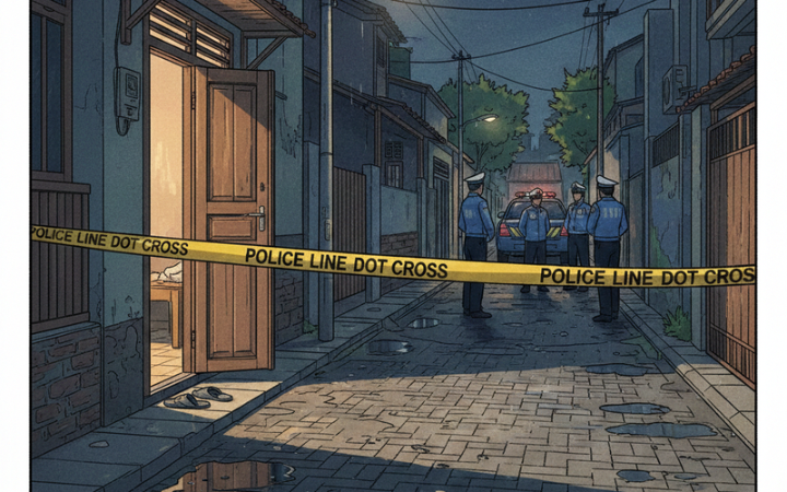 Garis Kuning di Pesanggrahan: Malam duka menyelimuti lorong permukiman Jakarta.