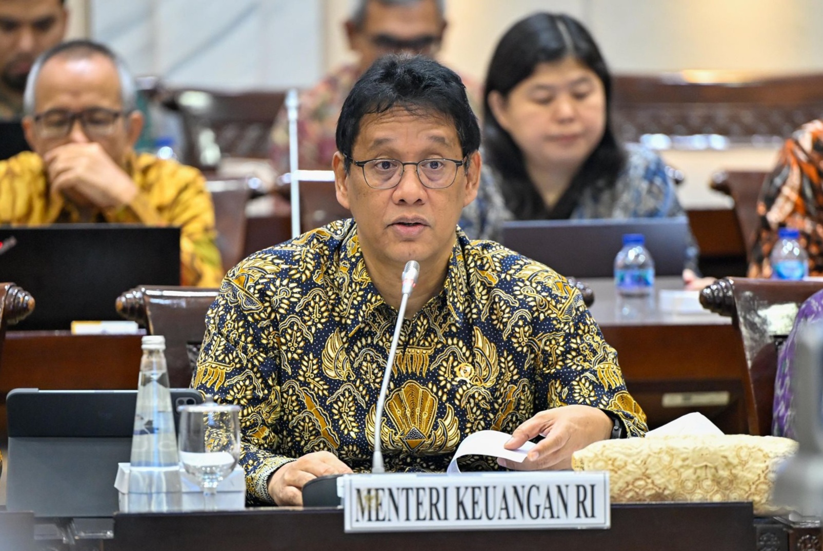 Menkeu Purbaya Yudhi Sadewa saat mengikuti rapat kerja dengan DPR RI. (KEMENKEU)
