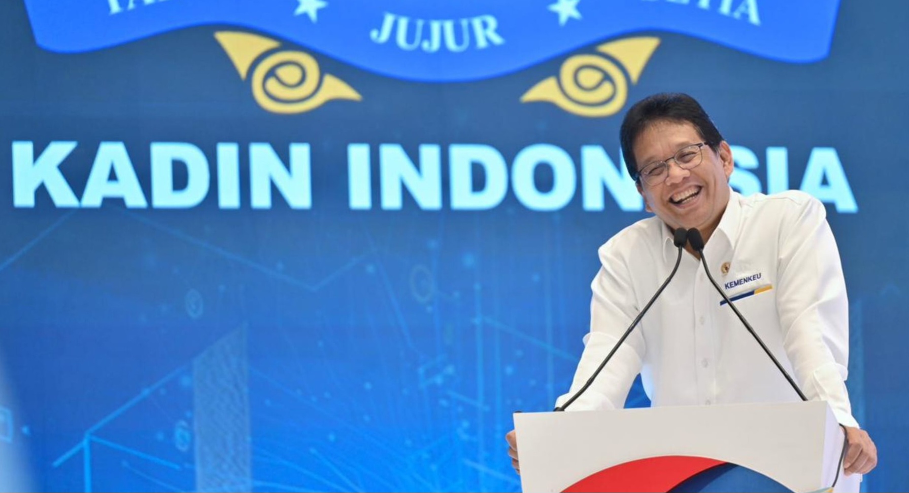 Menkeu Purbaya Yudhi Sadewa saat memberikan sambutan di Rapimnas Kadin pada Senin (1/12/2025). (KEMENKEU)