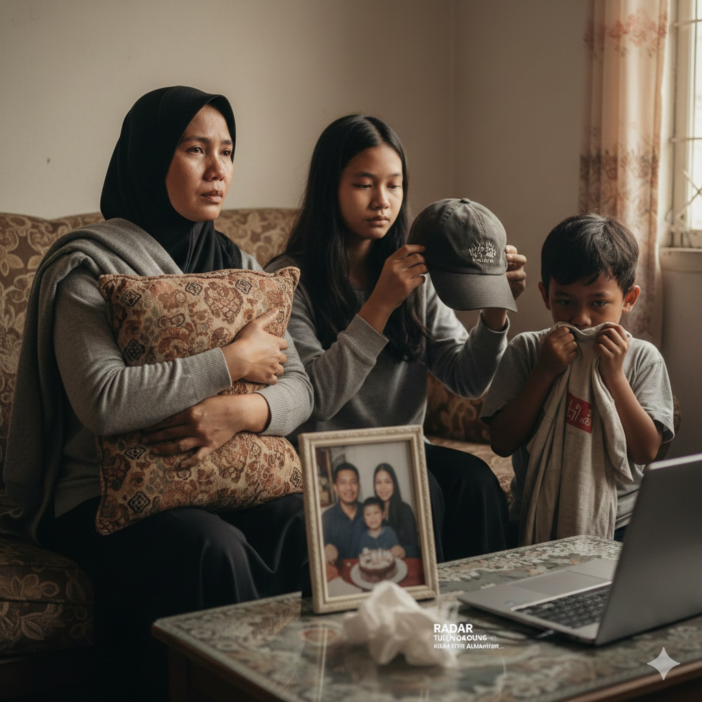 Istri almarhum terlihat menangis dalam suasana haru saat prosesi pemakaman, didampingi keluarga dan pelayat yang memadati area pemakaman. (Ilustrasi)