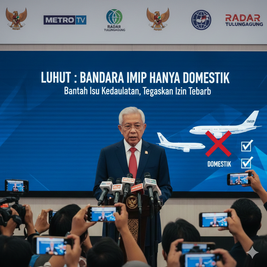 Luhut Binsar Pandjaitan menegaskan Bandara IMIP hanya berstatus domestik dan tidak memerlukan pengawasan imigrasi maupun bea cukai.