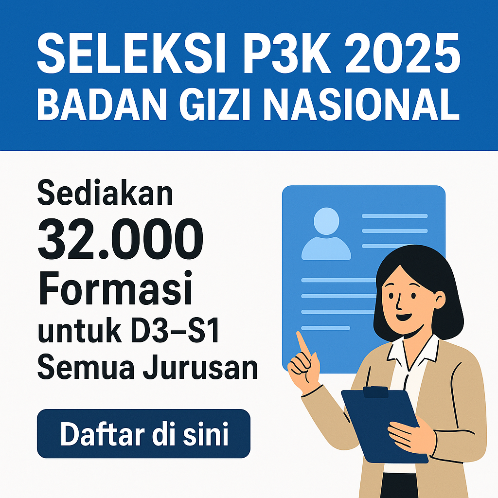 Seleksi P3K 20205 Badan Gizi Nasional dibuka.(ilustrasi AI)