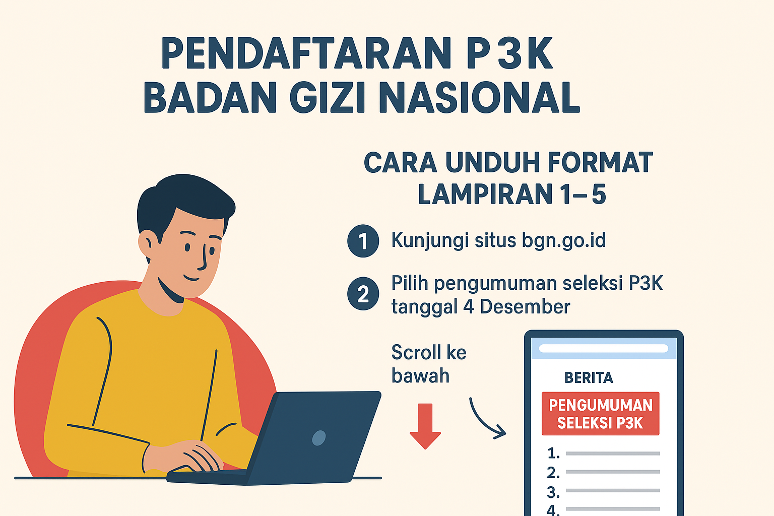 Berikut cara unduh format lampiran pendaftaran P3K Badan Gizi Nasional.(ilustrasi AI)