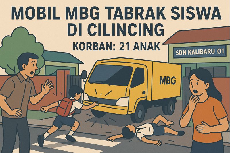 Mobil MBG tabrak siswa di SDN Kalibaru 01, Cilincing, Jakarta Utara, pada Kamis (11/12/2025) pagi.