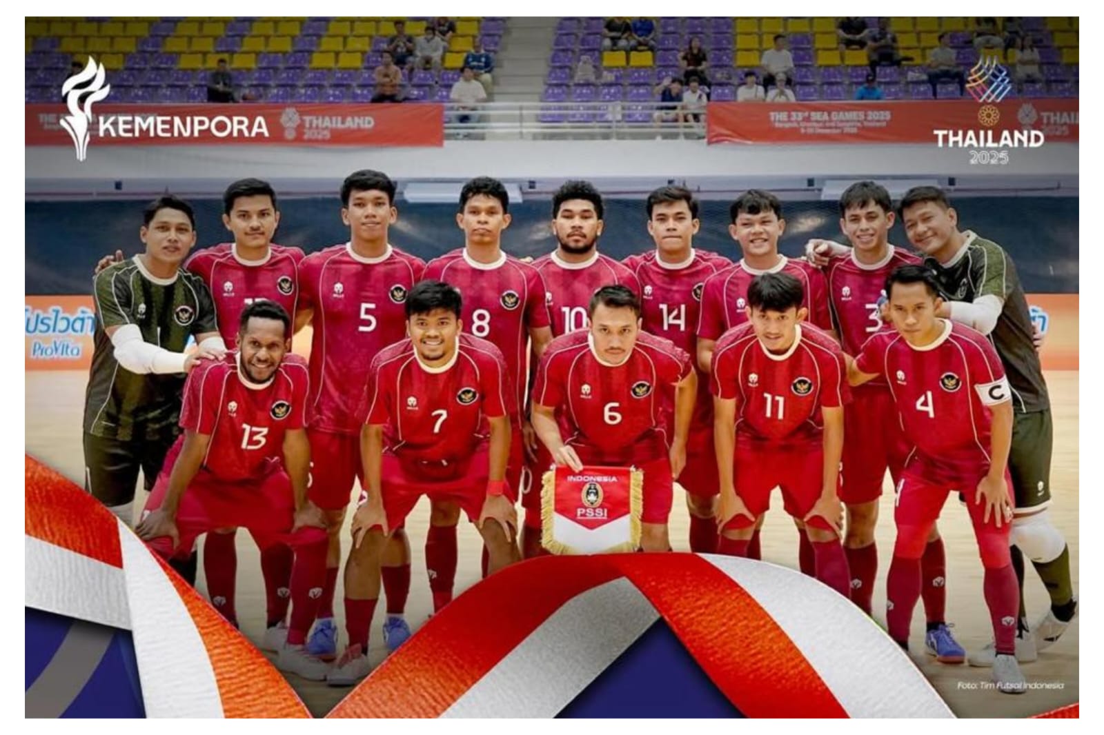 Timnas futsal Indonesia menyabet medali emas setelah menggulung Thailand di partai puncak. (KEMENPORA)