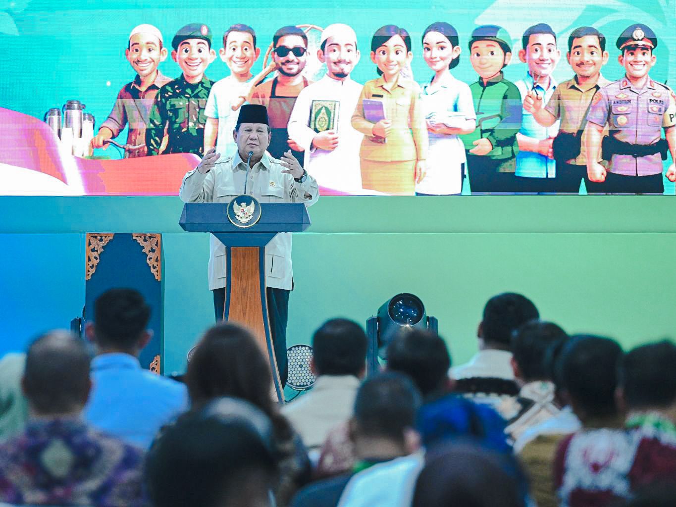 Presiden Prabowo mengucapkan selamat atas prestasi atlet Indonesia di SEA Games 2025 di sela akad masal perumahan. (KEMENPORA)