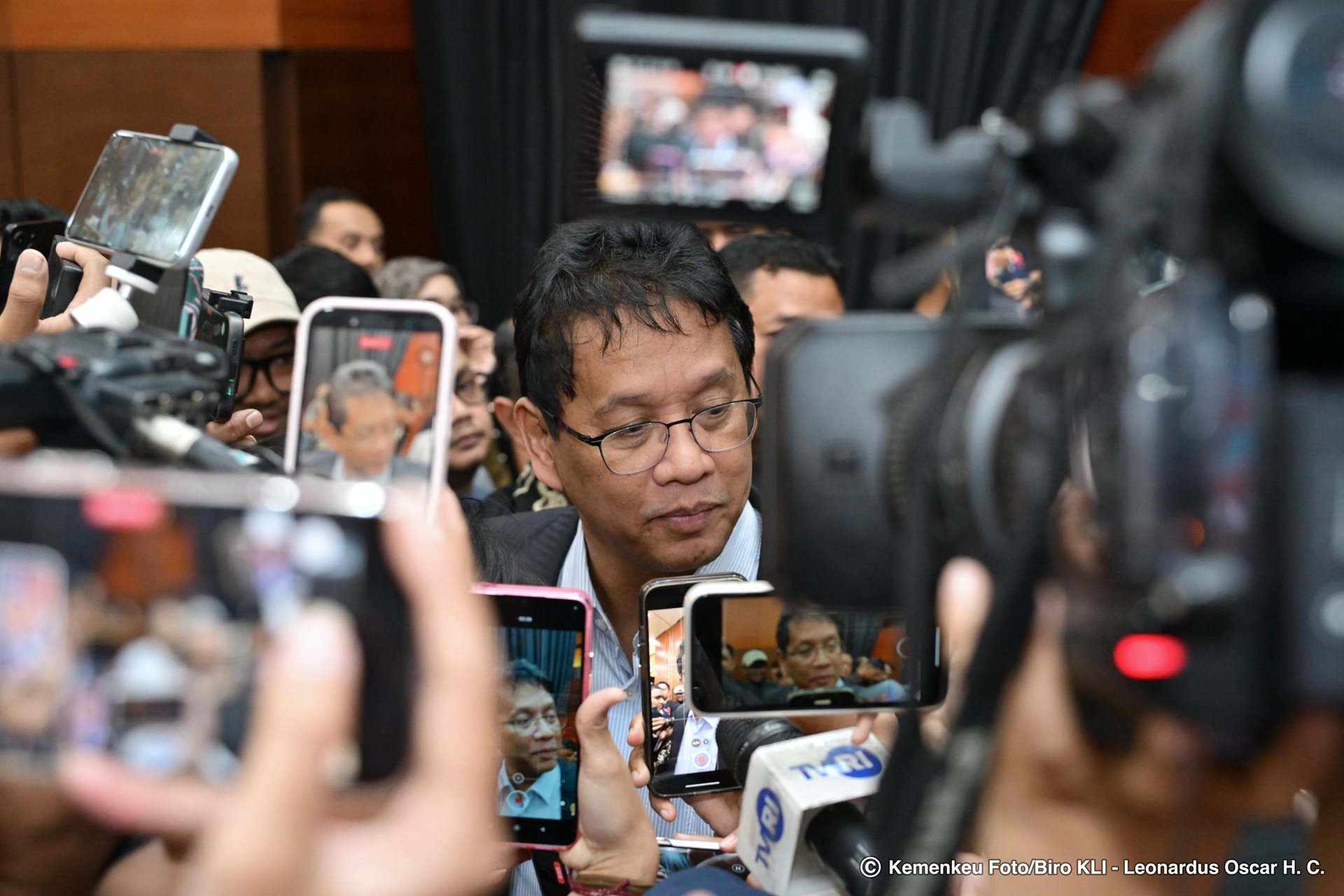Menkeu Purbaya usai pemaparan kinerja APBN 2025. (KEMENKEU)