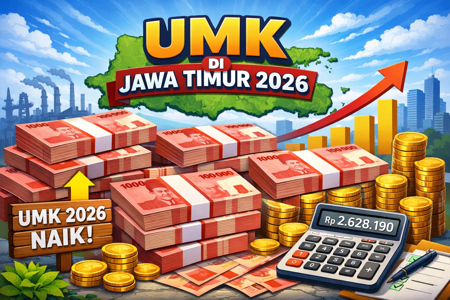 Ilustrasi kenaikan UMK 2026 di Jawa Timur