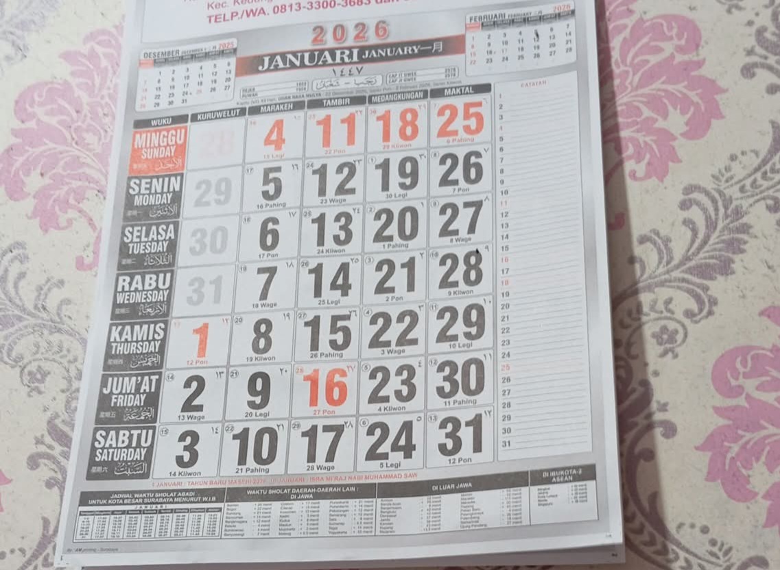 Ada long weekend di Januari 2026. (FACEBOOK NUR FIKA)