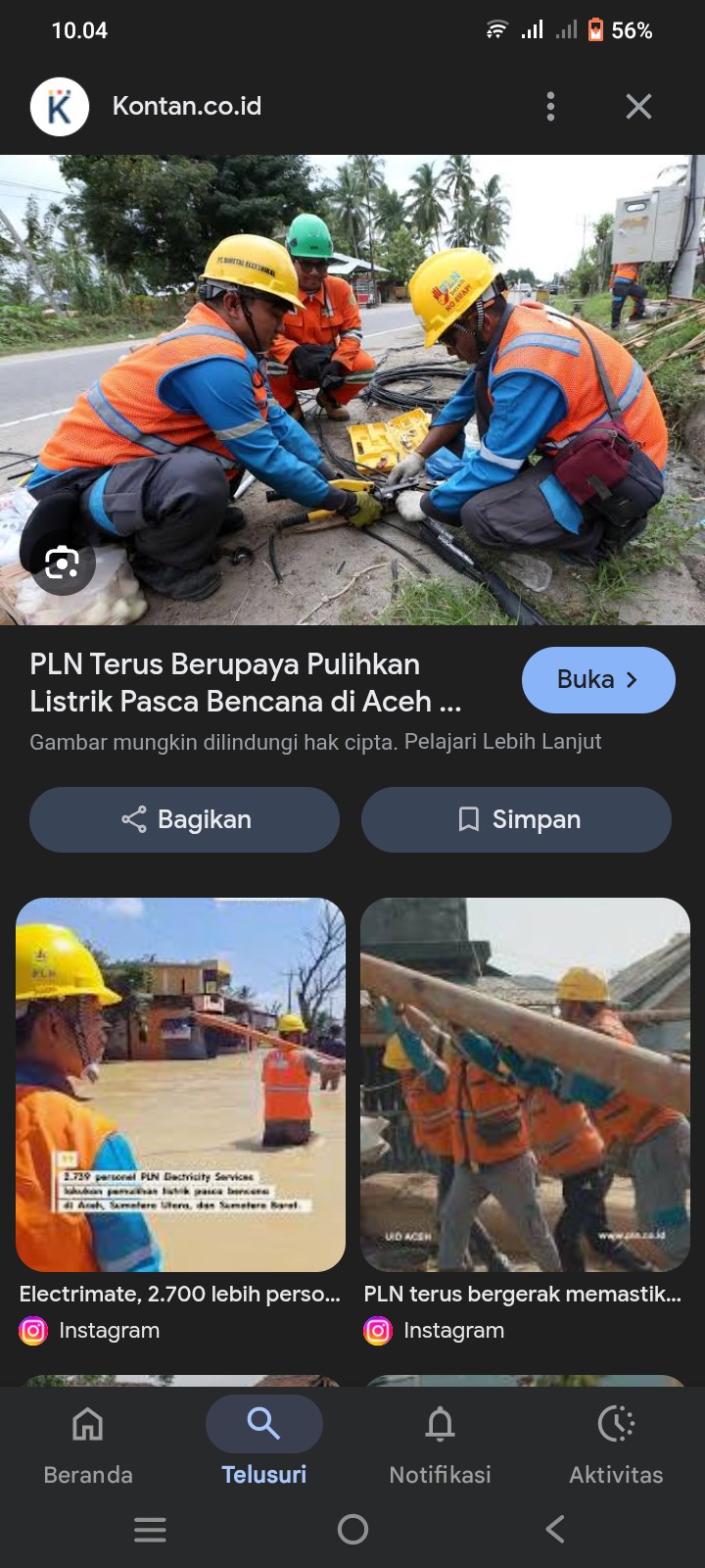 PLN Terus Berupaya Pulihkan Listrik Pasca Bencana di Aceh