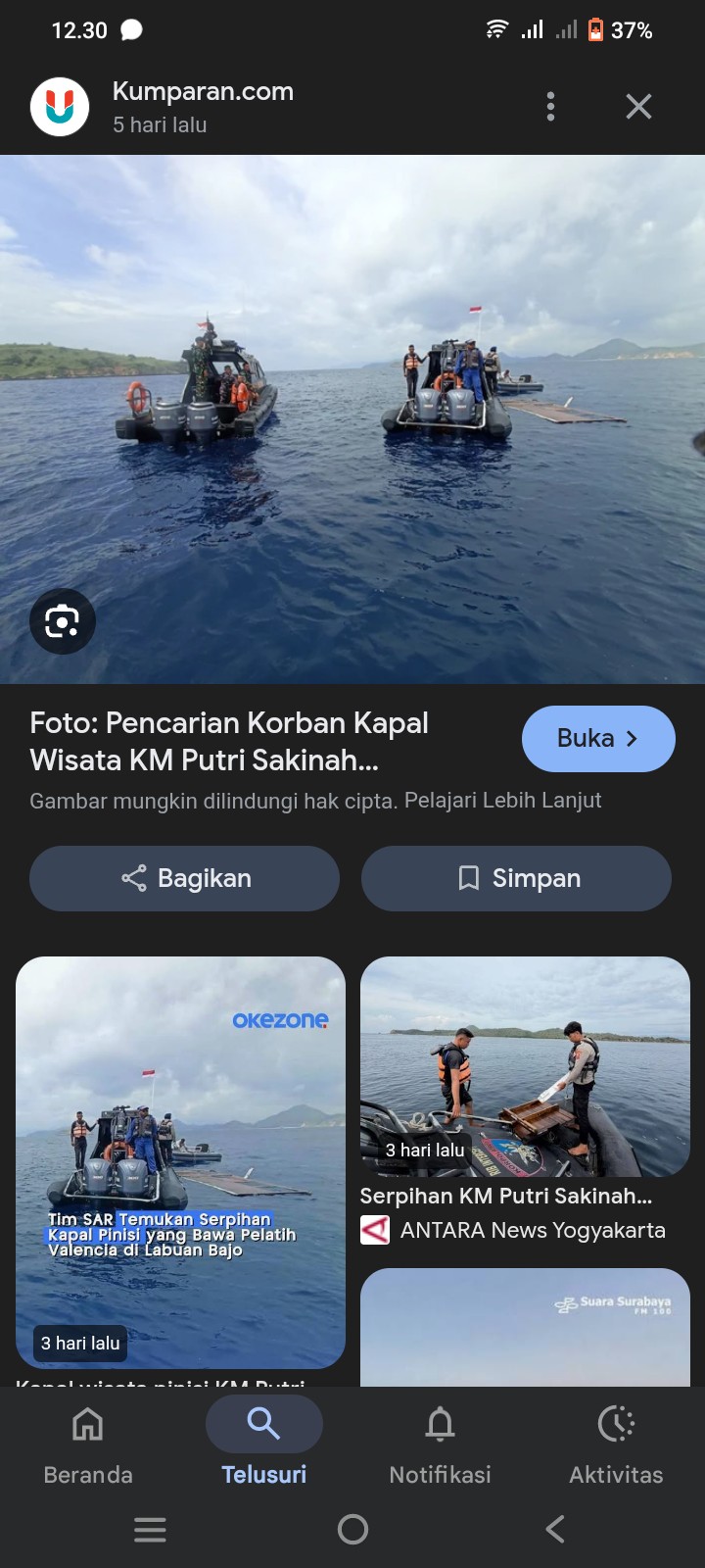 Mengenang tenggelamnya KM Putri Sakinah&mdash;peristiwa menyayat hati. Semoga roh para korban restu, dan keluarga ditinggalkan diberi kekuatan.  Pengingat akan pentingnya keselamatan pelayaran.