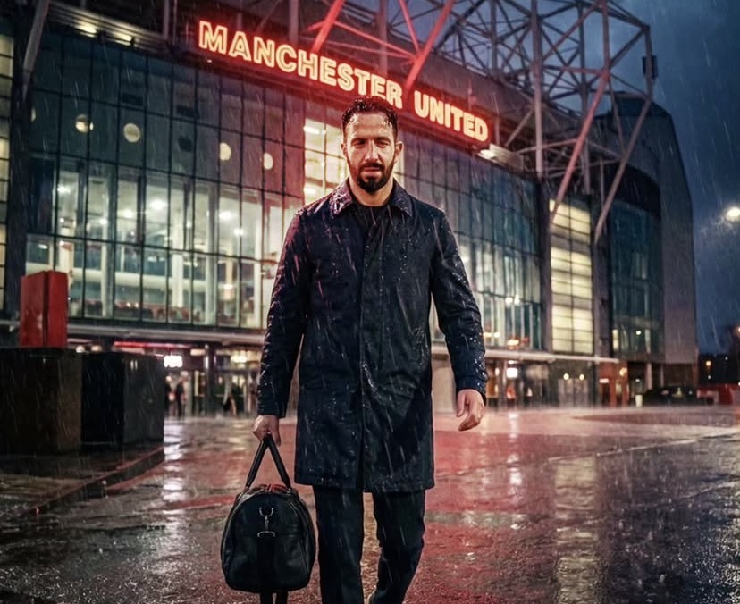 Ilustrasi Ruben Amorim meninggalkan Manchester United (INSTAGRAM KICKASTROPHE)
