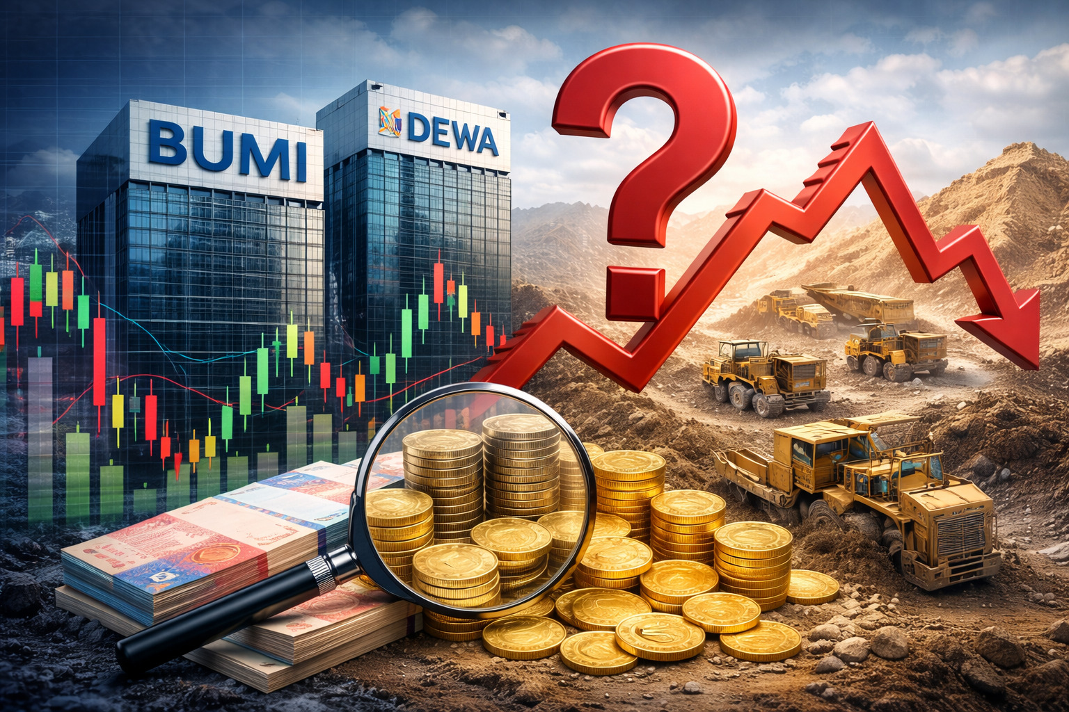 Isu MSCI dorong saham BUMI dan DEWA melonjak. (ilustrasi AI)