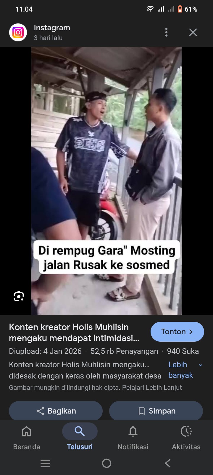 Nge-ekspos masalah infrastruktur ternyata tidak mudah, bahkan sampai mendapat intimidasi.