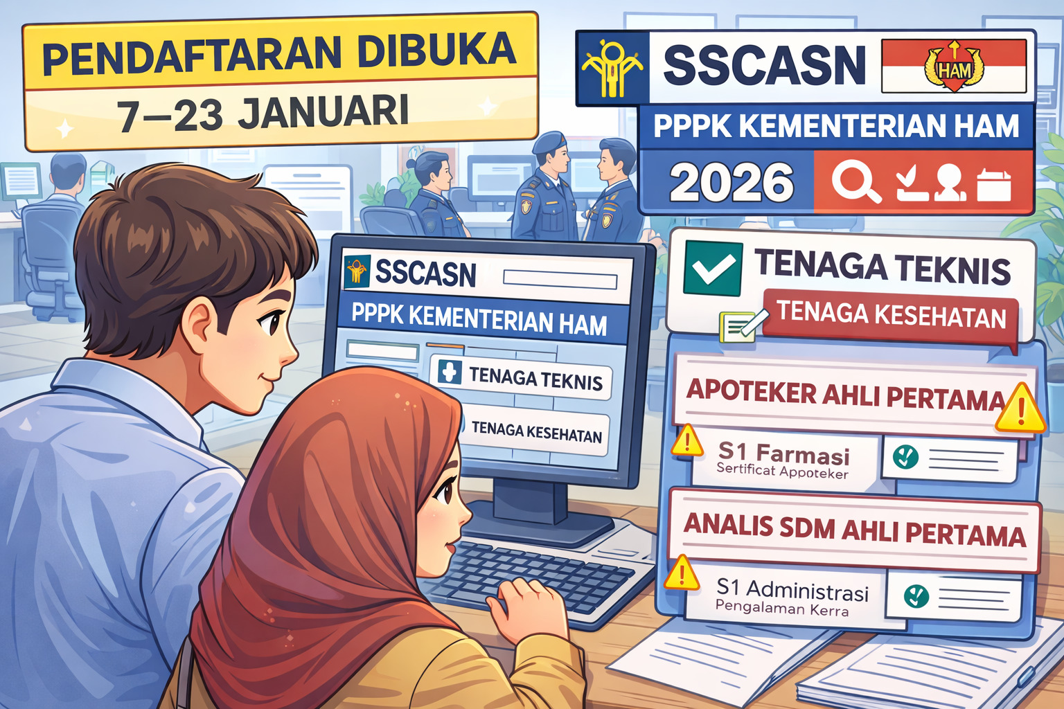 PPPK Kementerian HAM 2026 resmi dibuka mulai Selasa, 7 Januari 2026.(ilustrasi AI)