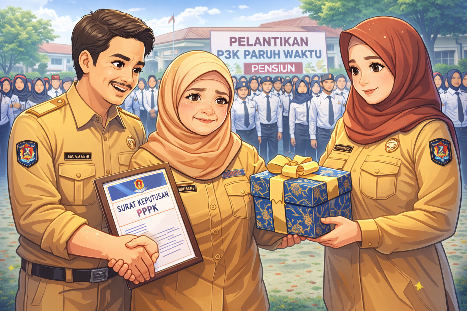 Kisah haru Hawatiah, PPPK Paruh Waktu di Gowa, honorer 25 tahun terima SK ASN sekaligus pensiun di hari pelantikan.(ilustrasi AI)
