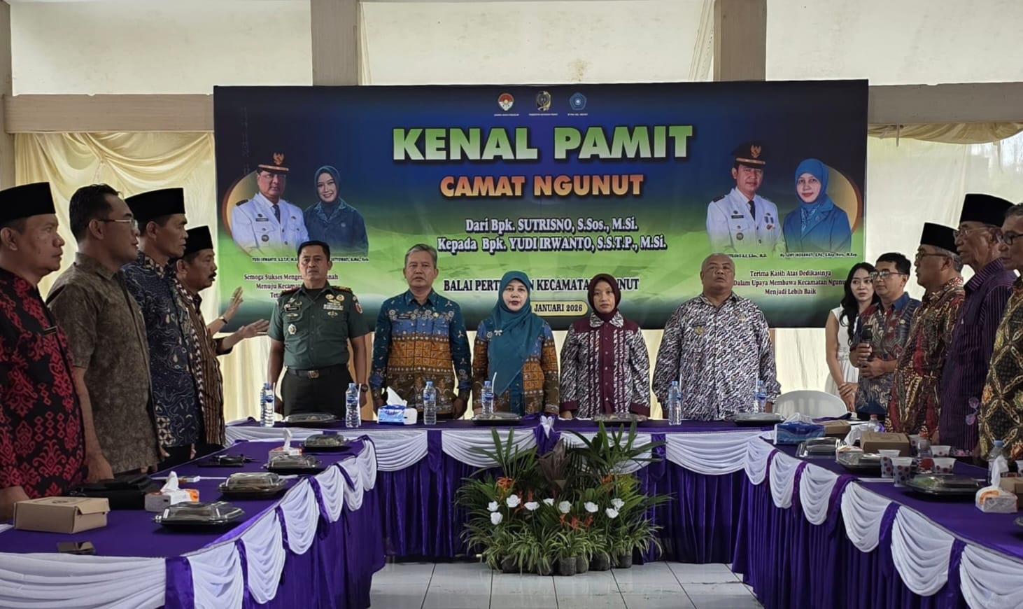 Suasana acara Kenal Pamit di aula Kantor Kecamatan Ngunut pada Jumat (9/1) lalu.