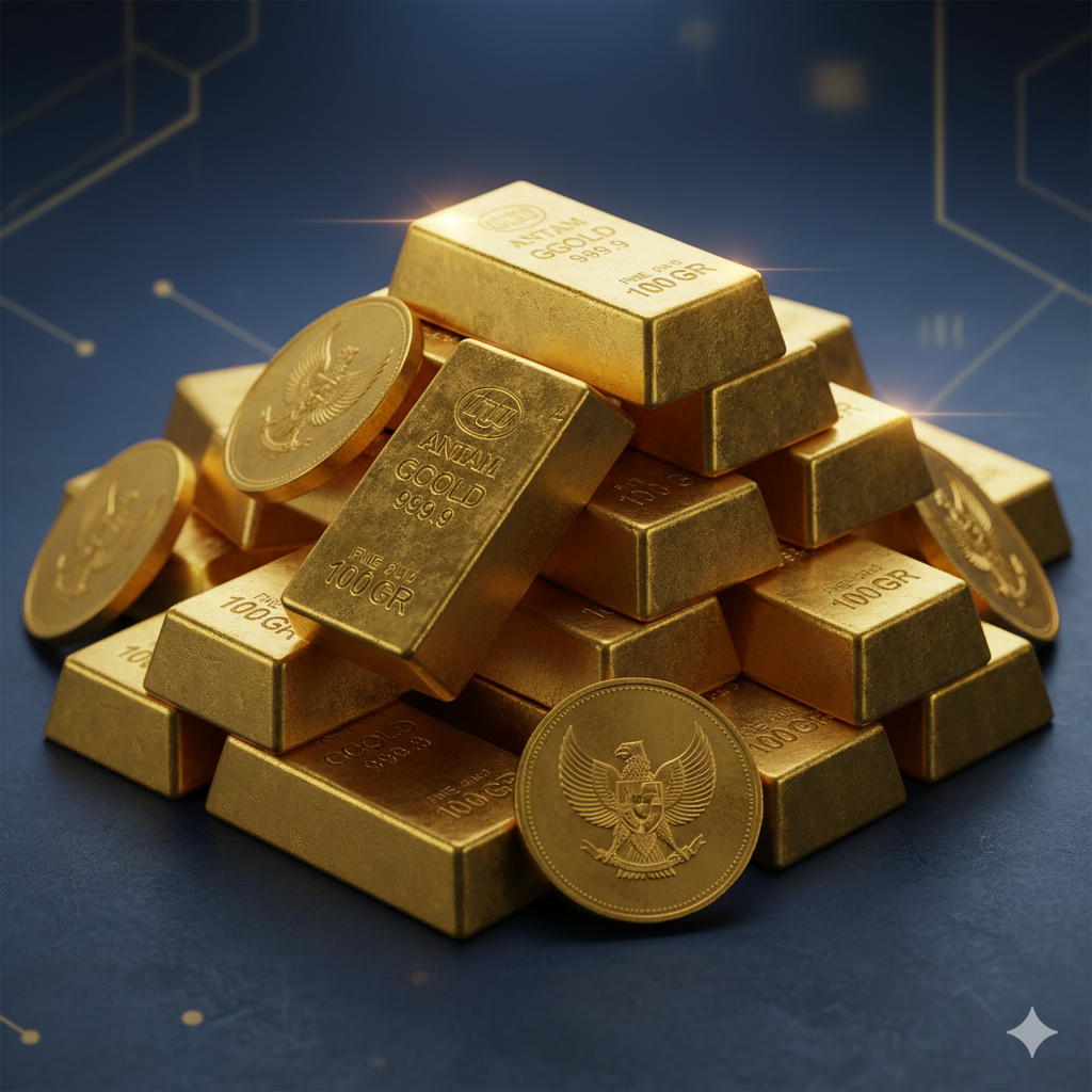 Harga emas Rp 2,6 juta per gram di awal 2026 jadi sinyal kuat tren bullish.(ilustrasi AI)