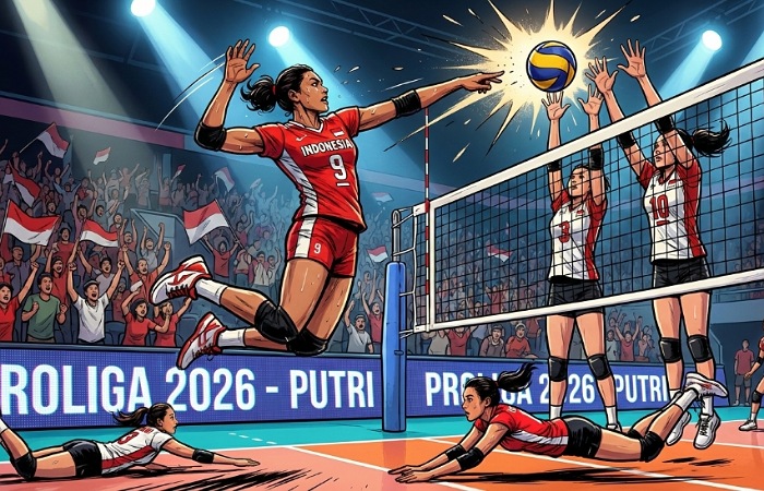 Jadwal voli Proliga 2026 sektor putri lengkap: klasemen terbaru, top skor, hasil pertandingan, dan siaran langsung di Moji TV.